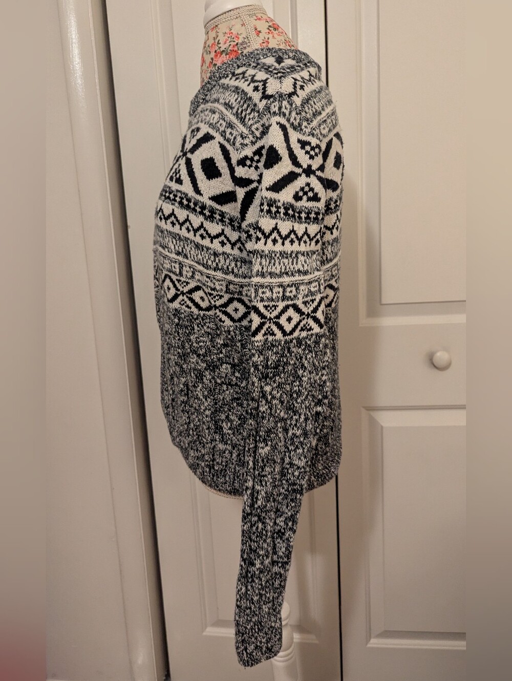 The Normal Brand women's Black and White Fair Isle Crewneck Sweater - Picture 2 of 7